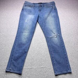 Lucky Brand Charlie Skinny Jeans Womens 14/32 Blue Medium Wash Distressed Ripped